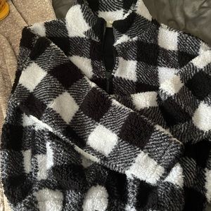 hippie rose flannel fuzzy zip up.